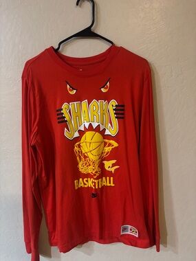Nike Red Long Sleeve Sharks Basketball Tee